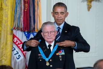President Barack Obama awarded retired retired Army Lt. Col. Charles Kettles the Medal of Honor during a White House Ceremony, Monday, July 18. 