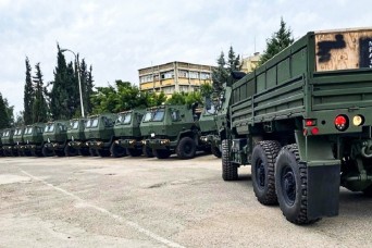 Security assistance enterprise delivers trucks to Lebanese troops