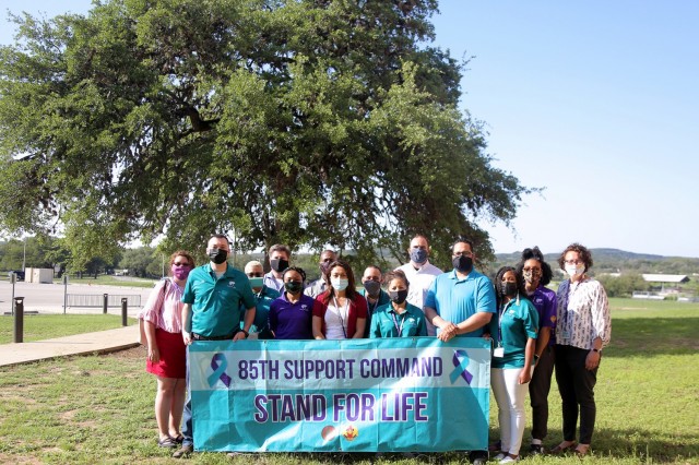 The suicide prevention training team pause for a photo during the Stand for Life training event at Camp Bullis, Texas, May 11, 2021. SFL is an Army Reserve interactive suicide prevention training program that trains and prepares Soldiers and Army Civilians, as suicide prevention liaisons, to train and support their local units and Commanders in the event of suicidal ideations or suicide-related events.
(U.S. Army Reserve photo by Anthony L. Taylor)