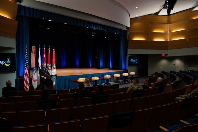 Army Chief of Staff Gen. James C. McConville provides remarks during the Army&#39;s 246th birthday cake-cutting ceremony at the Pentagon, Arlington, Va., June 14, 2021.  