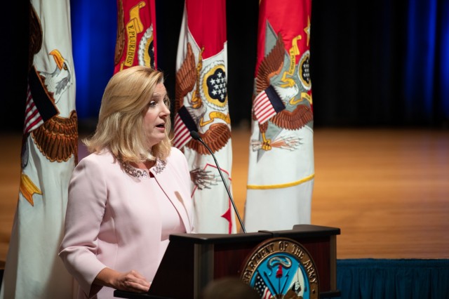 Secretary of the Army Christine E. Wormuth celebrates the Army&#39;s 246th birthday by hosting a mass reenlistment ceremony and cake cutting at the Pentagon, Arlington, Va., June 14, 2021.