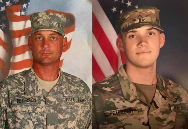 When Staff Sgt. Galen Peterson, left, enlisted in the Army in 2009, his son Justin was 11 years old. Justin, right, later enlisted in 2018, and both are now stationed in Korea.