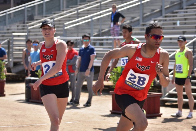 Sgt. Amro Elgeziry, right, will compete in his fourth Olympic Games for the modern pentathlon August 2021 in Tokyo. He is married to fellow World Class Athlete Program member Sgt. Isabella Isaksen, who is pictured left. 