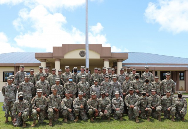 Lt. Gen. Jody J. Daniels, Chief of Army Reserve and Commanding General, United States Army Reserve Command and Brig. Gen. Timothy Connelly, Commanding General of the 9th MSC, tour the Army Reserve Center in Barrigada, Guam July 10, 2021. They met with Soldiers conducting their first face-to-face battle assembly since the COVID-19 Pandemic, and hosted a Townhall, allowing for Soldiers to voice concerns and ask questions.