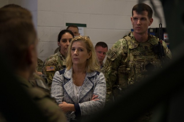 Secretary of the Army Christine E. Wormuth visits Fort Bragg, N.C., July 19, 2021. During her visit, the 82nd Airborne Division showcased various new technology the U.S. Army will utilize in the future, including the Infantry Squad Vehicle, the Variable Height Antenna, and the Integrated Visual Augmentation System
