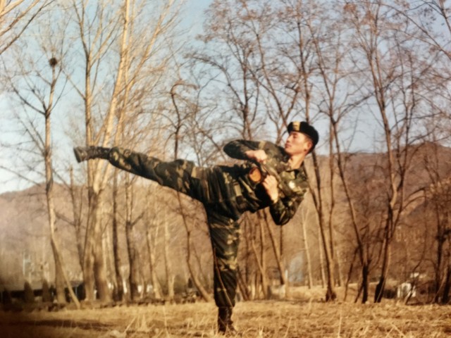 Ch. (Lt. Col.) Hyokchan Kim, command chaplain, 19th Expeditionary Sustainment Command, previously served in the Korean Special Forces. At the time of his service, it was mandatory for Korean Army Soldiers to be a black belt in tae kwan do.

Photo courtesy of Ch. Kim