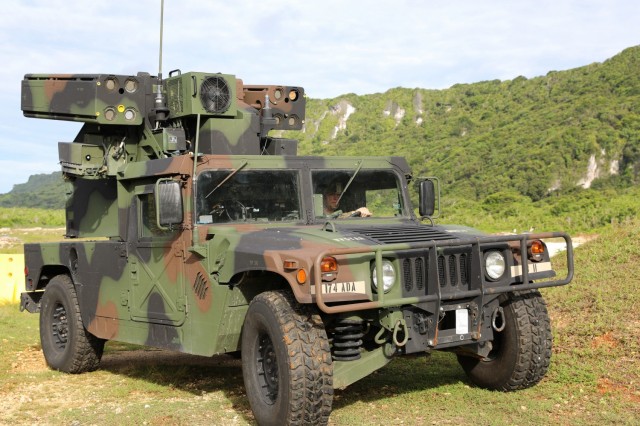 Ohio National Guard's Sgt. Michael Meier, assigned to Alpha Battery, 1st Battalion, 174th Air Defense Artillery Regiment, stages the Avenger Air Defense System during exercise Forager 21 on July 30, 2021, Andersen Air Force Base, Guam. The Avenger is a self-propelled surface-to-air missile system which provides mobile, short-range air defense protection for ground units. Exercise Forager 21 exercises our ability to conduct strategic deployment and Joint operational maneuver of forces into and across the Indo-Pacific theater.  (Photo by Army Spc. Olivia Lauer)