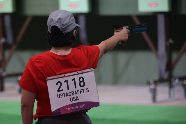 Staff Sgt. Uptagrafft competed in the 2020 Summer Olympic Games in Tokyo, Japan, for women’s 10-meter air pistol and 25-meter air pistol. Uptagrafft is a Soldier athlete in the Army’s World Class Athlete Program. 