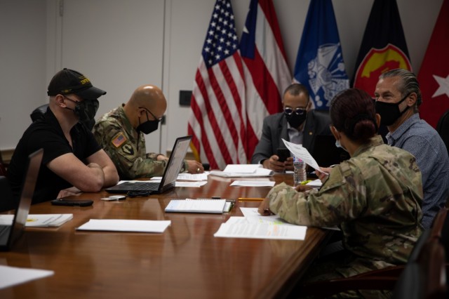 FORT BUCHANAN, P.R.—The 1 st Mission Support Command conducts a civilian awards recognition board for rating cycle 2021 at the command’s headquarters, Aug 15, 2021. Senior civilians and senior military leaders served as voting members of the board. Their goal was to evaluate candidates based on performance, contributions, acts, service and to remain unbiased during the evaluation process.