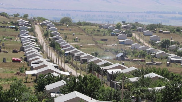 The Prezeti Internally Displaced Persons settlement in Georgia is seen here on August 4, 2021, the day of a ceremony recognizing the completion of a newly constructed water storage tank and electric-powered pump station serving the community. The U.S. Army Corps of Engineers, Europe District recently completed the water supply project through the U.S. European Command’s Humanitarian Assistance program, in close coordination with the U.S. Embassy in Tbilisi. (Photo courtesy of the U.S. Embassy in Tbilisi)