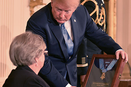 President Trump presents the Medal of Honor to Pauline Conner, the 89-year old widow of World War II veteran Garlin Conner at the White House in Washington, D.C., June 26, 2018. Conner earned the award for valorous acts on the morning of Jan. 24, 1945. U.S. Army photo by Joe Lacdan