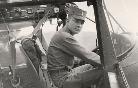 U.S. Army Lt. Charles Kettles at the controls of an Army L-19 aircraft, 1954. (Photo courtesy of Retired U.S. Army Lt. Col. Charles Kettles)