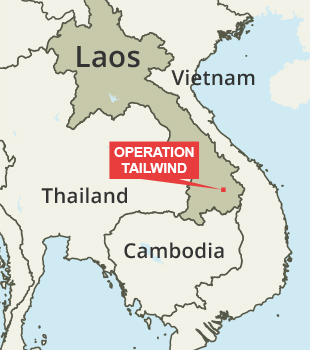 Map depicting the Operation Tailwind insertion point near Chavane, Laos, Sept. 11, 1970