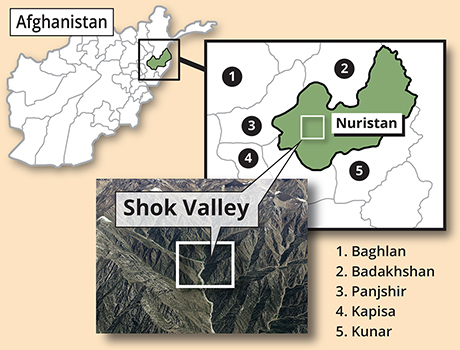 Map depicting the Operation Commando Wrath insertion point in Shok Valley, April 6, 2008.