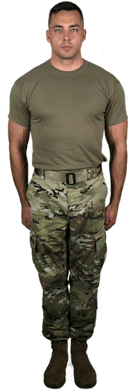 combat uniform side view
