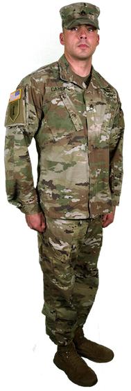 combat uniform side view